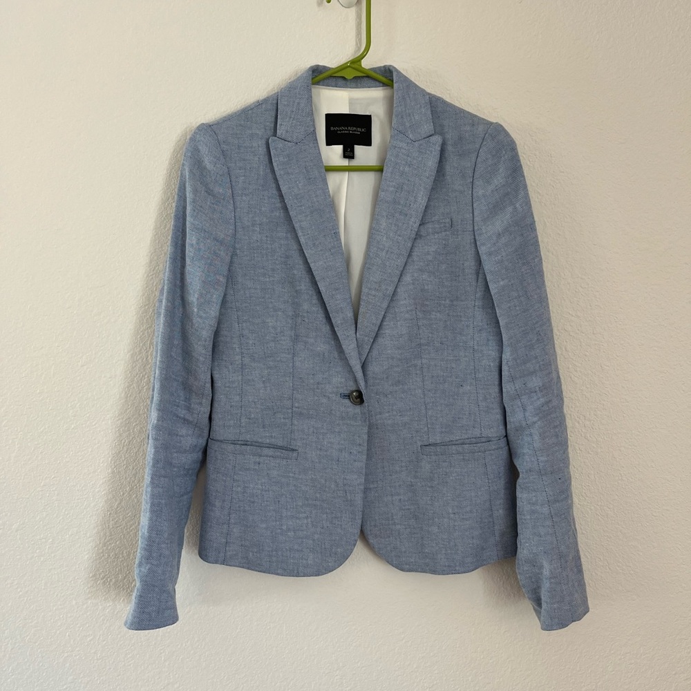 Banana Republic Blue Linen Blazer